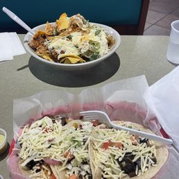 Portabella mushroom tacos and Nachos Supreme Portabella mushroom tacos and Nachos Supreme