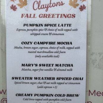 Clayton's Coffee Shop - Fall specials - Coffee & Tea Near Me - Coronado, California
