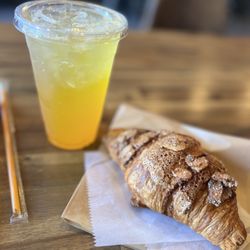 Cafe Teasia - Passion Fruit Sparkling Ade & Almond Croissant