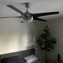 Four new remote control ceiling fans go in... Super quiet! Ceiling color: Polar  Walls: Campfire Ash