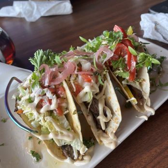 Fat Stork - Steak tacos!!! Not soggy at all and TONS of flavor, available for brunch - New American Near Me - Davie, Florida Fat Stork - Steak tacos!!! Not soggy at all and TONS of flavor, available for brunch - New American Near Me - Davie, Florida