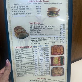 Sadies BBQ Inn - Menu 4 of 4 Aug 2025 - Korean Near Me - Pearl City, Hawaii