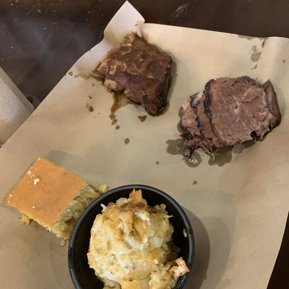 Mission BBQ - Ocala - This was the sampler with 2 meats & cheesy potatoes. - Barbeque Near Me - Ocala, Florida