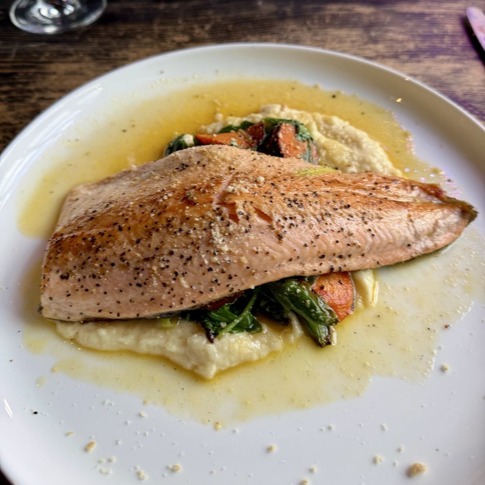 West Side Tavern - Trout over roasted veggies and whipped parsnips - Gastropubs Near Me - Longmont, Colorado West Side Tavern - Trout over roasted veggies and whipped parsnips - Gastropubs Near Me - Longmont, Colorado