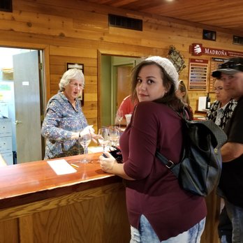 Madrona Vineyards - Kathleen hard at work - educating us layman about wine - Wineries Near Me - Camino, California