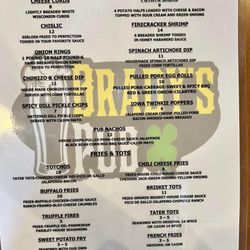 Brady’s Pub - Appetizer menu