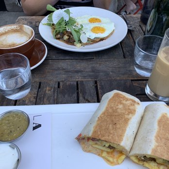 Lula Cafe - Classic Lula Breakfast Burrito Latte Duck confit crepe - New American Near Me - Chicago, Illinois