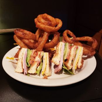 Thommy Mac's - Triple Decker Club with Blooming Onion Rings. - American Near Me - Summerton, South Carolina Thommy Mac's - Triple Decker Club with Blooming Onion Rings. - American Near Me - Summerton, South Carolina