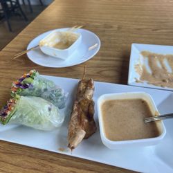 Spice Thai Kitchen - The peanut sauce was the bomb as you can see I ordered more ha ha!  I really enjoyed my lunch, spring rolls and chicken satay.