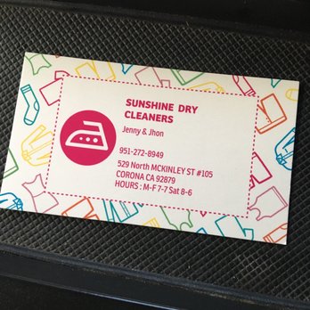 Sunshine Dry Cleaners - Biz card - Dry Cleaning Near Me - Corona, California