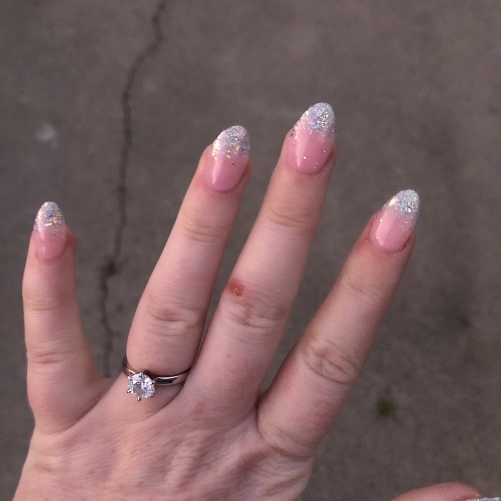 clear dip with added tips, clear pink, and fairy dust. $50+tip clear dip with added tips, clear pink, and fairy dust. $50+tip