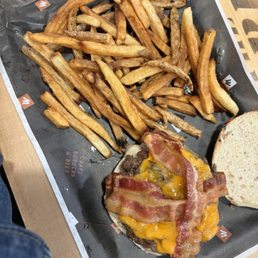 Mushroom melt - subbed with stuffed cheese burger + added bacon Mushroom melt - subbed with stuffed cheese burger + added bacon