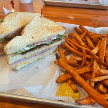 The Lakeview Restaurant - Club sandwich with sweet potato fries - Southern Near Me - Waynesboro, Georgia