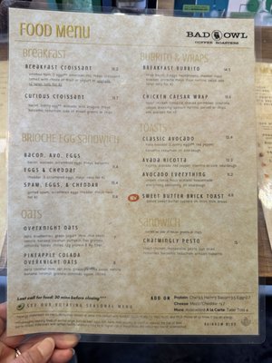 Menu photo 1 Bad Owl Coffee Roasters Las Vegas, NV