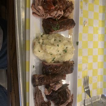 Sharko's BBQ - 3 meat plate with side. - Barbeque Near Me - Glen Ellyn, Illinois Sharko's BBQ - 3 meat plate with side. - Barbeque Near Me - Glen Ellyn, Illinois