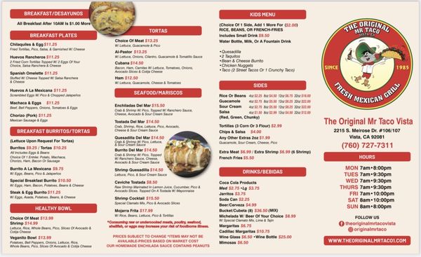 Menu photo 5 The Original Mr Taco Vista, CA Menu photo 5 The Original Mr Taco Vista, CA