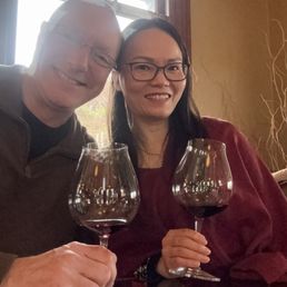 Enjoying our wine tasting. Enjoying our wine tasting.