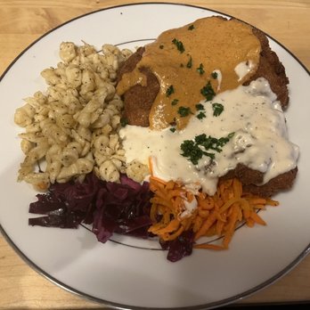 Bavarian Brauhaus - Schnitzel with fresh spaetzle noodles and cabbage - German Near Me - Bryan, Texas Bavarian Brauhaus - Schnitzel with fresh spaetzle noodles and cabbage - German Near Me - Bryan, Texas