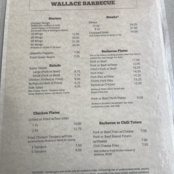Wallace Barbecue - Menu Front - Barbeque Near Me - Austell, Georgia Wallace Barbecue - Menu Front - Barbeque Near Me - Austell, Georgia