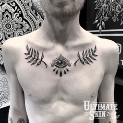 Ultimate Skin Tattoo Shop - Chest ornaments by Abi! Check out more of her work @art.tattoos or email ustattoo@gmail.com to book in