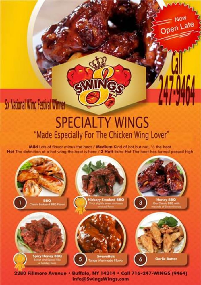 SWINGS SPECIALTY WINGS 2280 Fillmore Ave, Buffalo, New York Chicken