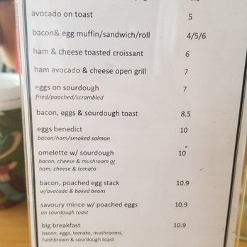 The Bench - Breakfast menu as of dec 2017 - Coffee & Tea Near Me - Brisbane, QLD