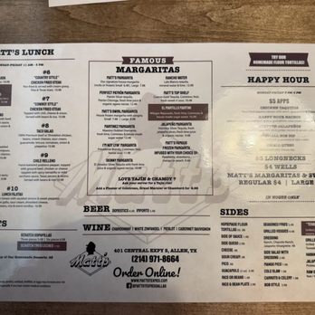 Matt’s Rancho Martinez - Menu - Tex-Mex Near Me - Allen, Texas Matt’s Rancho Martinez - Menu - Tex-Mex Near Me - Allen, Texas