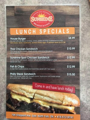 Menu photo 2 Sunshine Spot Restaurant North York, ON Menu photo 2 Sunshine Spot Restaurant North York, ON