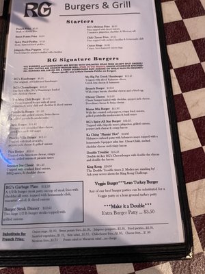 Menu photo 2 RG Burgers & Grill Denton, TX Menu photo 2 RG Burgers & Grill Denton, TX