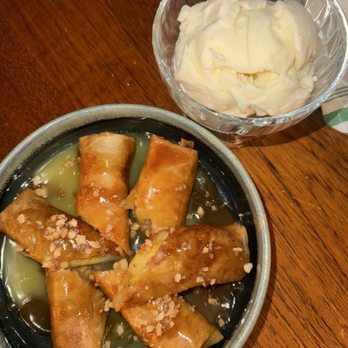Lanai City Grill - Banana lumpia with vanilla ice cream - New American Near Me - Lanai City, Hawaii
