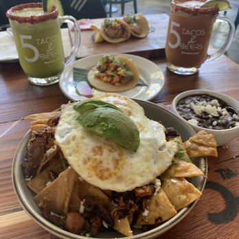 5 Tacos and Beers Berkeley - Chilaquiles, fish tacos, cucumber michelada, pineapple/tamarindo michelada! - Tacos Near Me - Berkeley, California