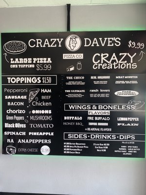 Menu photo 1 Crazy Dave's Pizza El Paso, TX