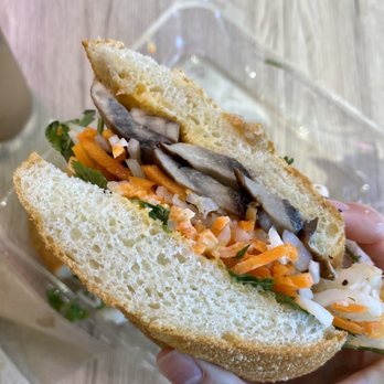 Freshroll - Garlic shrimp & portobello mushroom sandwich with NamNam sauce, yum!! - Pan Asian Near Me - Berkeley, California