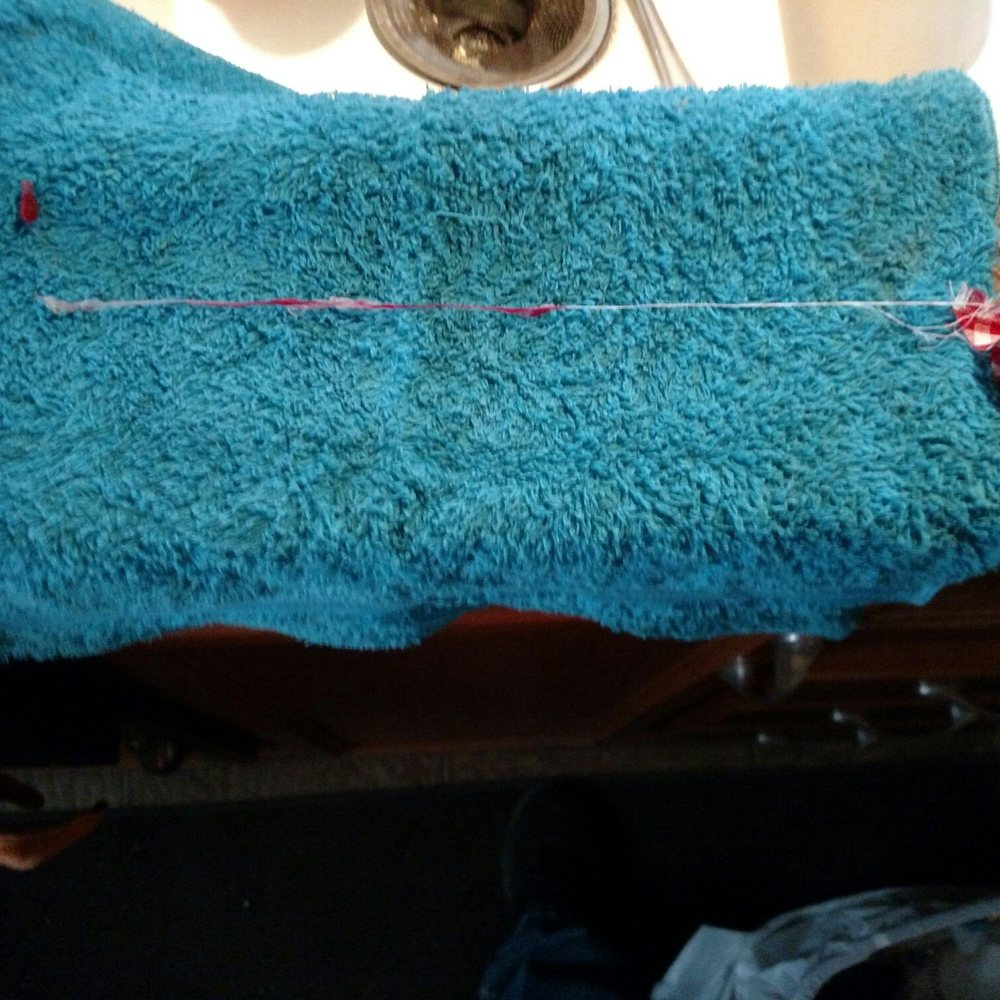 This unravelled string from the bandana they put on my dog had to be pulled out and had reached all the way down to her stomach!!