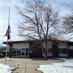 US Post Office - Front of building. Flag is at half-staff to honor the victims of the recent tragedy in Monterey Park, CA.
