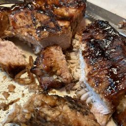 The pork chop. Had to cut up and try to find some bite that was edible.