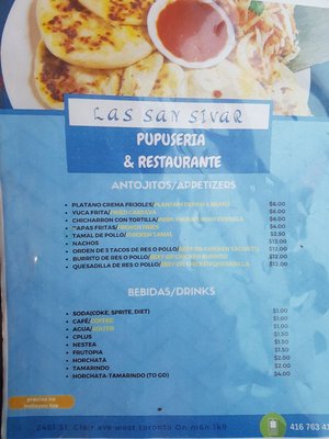 Menu photo 2 Restaurante Las San Sivar Pupusería Toronto, ON Menu photo 2 Restaurante Las San Sivar Pupusería Toronto, ON