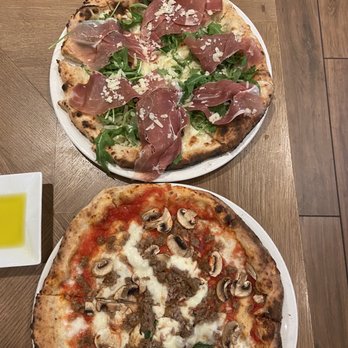 Eataly Boston - Salsicciotta (bottom) and Tricolore Romana (top) - Pizza Near Me - Boston, Massachusetts