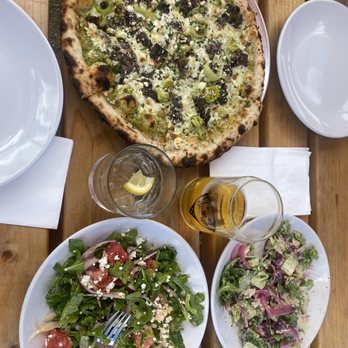 Clyde's Corner - Mushroom pesto pie with watermelon salad and green salad. Yum! - Pizza Near Me - Phoenix, Oregon Clyde's Corner - Mushroom pesto pie with watermelon salad and green salad. Yum! - Pizza Near Me - Phoenix, Oregon
