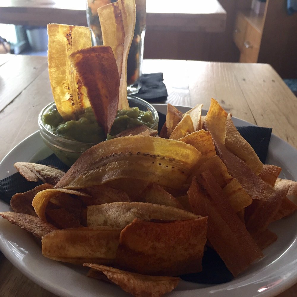guac with plantain crisps guac with plantain crisps