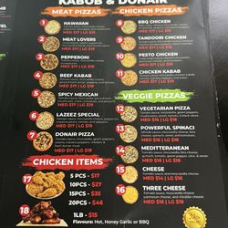 Lazeez Pizza & Kabob House - Menu Nov 2024