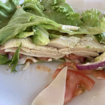 A & R Bakery - Half a lettuce wrap chicken sandwich, looks messy here, but held together and tasted great - Bakeries Near Me - Blythe, California