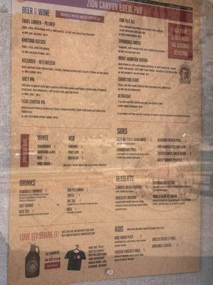 Menu photo 8 Zion Canyon Brewpub Springdale, UT Menu photo 8 Zion Canyon Brewpub Springdale, UT