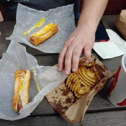 Margo's Vienna Station - 2 dogs mustard/mayo and waffle fries