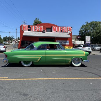 Hi-Tech Muffler - Beautiful classic in for a full custom exhaust in 1 3/4 inch with glass pack mufflers - Auto Repair Near Me - Stockton, California Hi-Tech Muffler - Beautiful classic in for a full custom exhaust in 1 3/4 inch with glass pack mufflers - Auto Repair Near Me - Stockton, California