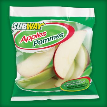 Subway - a bag of apple slices on a green background - Sandwiches Near Me - Morinville, Alberta
