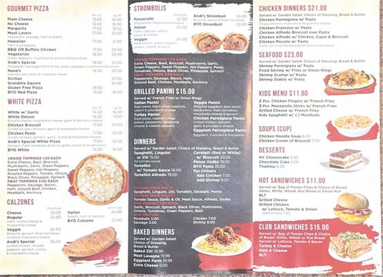 Menu photo 1 Andi's Pizza & Grill Manahawkin, NJ Menu photo 1 Andi's Pizza & Grill Manahawkin, NJ