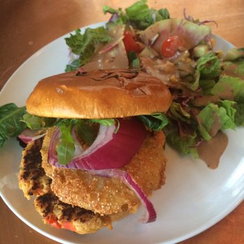 Catch 27 - Crab cake sandwich with side salad. - Southern Near Me - Saint Augustine, Florida