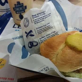 Culver's - Cod sandwich with fried cheese curds. Curds were the best part of the meal. Veggies needed to be fresher on the sandwich. - Ice Cream & Frozen Yogurt Near Me - Springfield, Missouri
