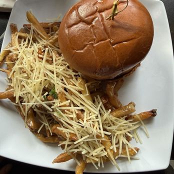 The White Oak Tavern - The White Oak Burger with Rosemary Garlic Parmesan Fries - New American Near Me - Ellicott City, Maryland The White Oak Tavern - The White Oak Burger with Rosemary Garlic Parmesan Fries - New American Near Me - Ellicott City, Maryland